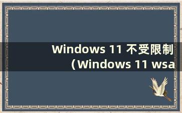 Windows 11 不受限制（Windows 11 wsa）